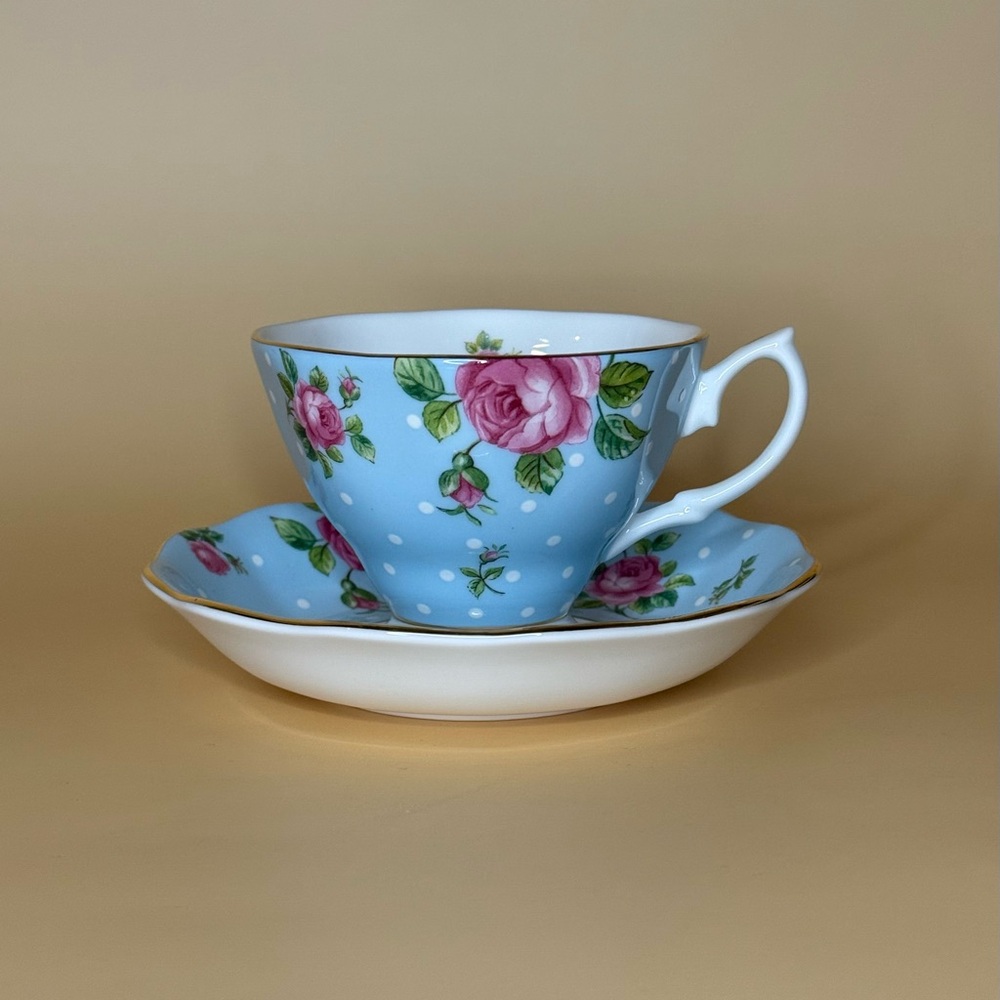 Royal Albert Polka Blue Teacup and Saucer